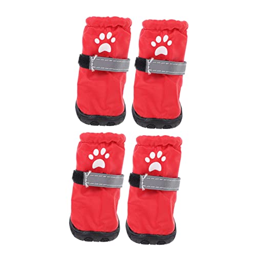 HEMOTON 4 Stück Hundeschuhe für Kleine und Mittelgroße Hunde rutschfest Pfotenschutz für Regenwetter Praktische Schuhe für Haustiere Geeignet für Goldendoodles und Bichon Hunde Rot HEMOTON 4 Stück Hundeschuhe für Kleine und Mittelgroße Hunde rutschfest Pfotenschutz für Regenwetter Praktische Schuhe für Haustiere Geeignet für Goldendoodles und Bichon Hunde Rot von HEMOTON