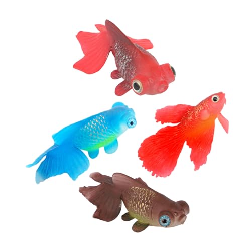 HEMOTON 4 Stück Luminous Fake Fish Deko Teiliges aus Umweltfreundlichem Silikon für Aquarien Realistische Goldene Fische Dunkeln Leuchten zur Verschönerung Ihres Fischbehälters von HEMOTON
