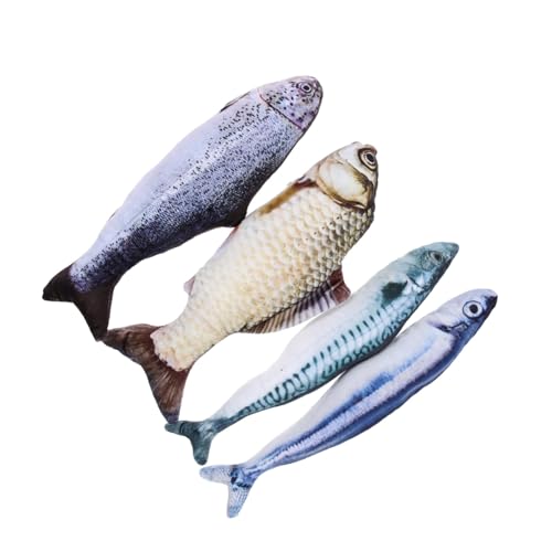 HEMOTON 4 Stück Lustiger Katzenspielzeugfisch Wassersensorische Spielmatte Für Katzen Katzenspielzeug Für Wohnungskatzen Katzengras-beißstäbchen Katzenminze Zahnspielzeug Für Katzen Plüsch von HEMOTON
