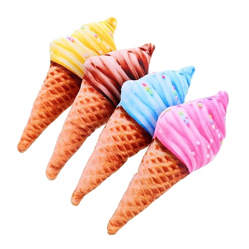 HEMOTON 4 Stück Plüschspielzeug für Haustiere Nips Eiscreme kneifen zahnärztlich drinnen katzenspielzeug Kauspielzeug zum Zahnen von Katzen Kauspielzeug für Hauskatzen Katzeneisspielzeug von HEMOTON