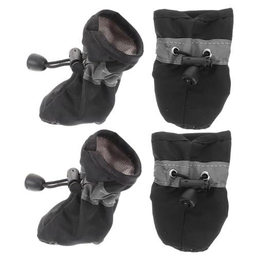 HEMOTON 4 Stück Schutzschuhe für Hunde wasserdichte und rutschfeste Hundeschuhe für Mittelgroße Hunde Atmungsaktive Pfotenschutzschuhe mit Reflektierenden Elementen für Drinnen und Draußen von HEMOTON
