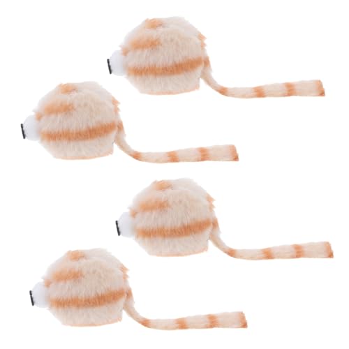 HEMOTON 4 Stück Simulierte Plüschmaus Kittenzubehör Für Wohnungskatzen Kätzchen Kätzchen-trainingsspielzeug Rattenspielzeug Für Hausratten Katze Plüsch-mäuse- von HEMOTON