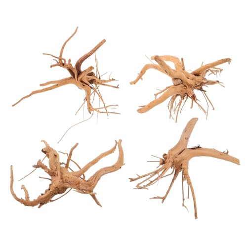HEMOTON 4 Stück Teiliges Natürliches Schwemmholz Aquarium Dekoration Wasserfest Langlebig Holzäste für Süßwasserfische Reptilien Kletterholz Terrarium Ornamente von HEMOTON
