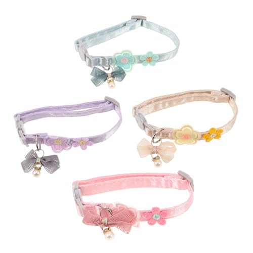 HEMOTON 4 Stück Verstellbare Katzenhalsbänder mit Süßer Schleife Leichtes Robustes Material Bunte Cat Bowtie Collar für Jungen Komfortabel für Alltag und Festliche Anlässe von HEMOTON