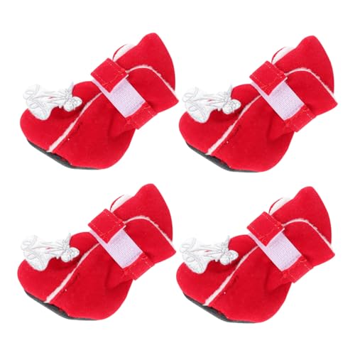 HEMOTON 4 Stück Weihnachts Hundeschuhe mit Glockenmuster rutschfeste Outdoor Pfotenschutz Schuhe Warme Haustier Baumwollschuhe für Kalte Wintertage HEMOTON 4 Stück Weihnachts Hundeschuhe mit Glockenmuster rutschfeste Outdoor Pfotenschutz Schuhe Warme Haustier Baumwollschuhe für Kalte Wintertage von HEMOTON