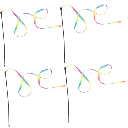 HEMOTON 4stücke Interaktives Katzenspielzeug Mit Buntem Regenbogenband Katzenangel Aus Hochwertigen Materialien Katzen-regenbogenspielzeug Für Hauskatzen von HEMOTON