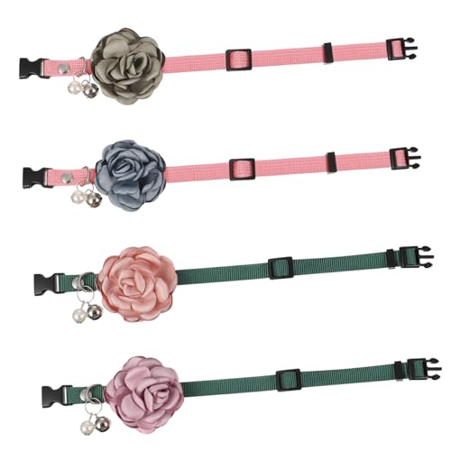 HEMOTON 4Stücke Teiliges Einstellbares Katzenhalsband Mit Glocken Und Blumenmotiv Und Modisches Haustierzubehör Für Katzen Für Festliche von HEMOTON