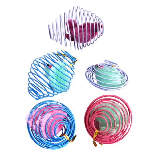 HEMOTON 5 Stück Plüschmaus Katzenspielzeug Zauberstab Käfigmaus Katzenspielzeug Quietschmaus Kätzchen Katzenspiele Mäuse Katzen Indoor Katzen Plüsch Haustierrassel von HEMOTON