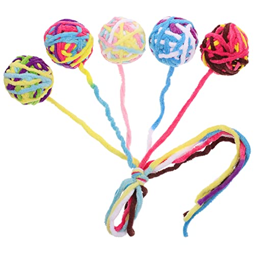 HEMOTON 5 Stück Teiliges Katzen Spielzeugset Plüsch Katzenangel mit Wolle und Glocken Design Interaktives Teaser für Katzen und Bewegung von HEMOTON