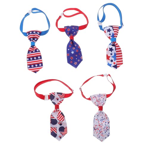HEMOTON 5 Stück Teiliges Verstellbares Haustier mit Patriotischer Krawatte Komfortables Langlebiges Material Geeignet für Kleine und Mittelgroße Hunde und Modisches Accessoire für von HEMOTON