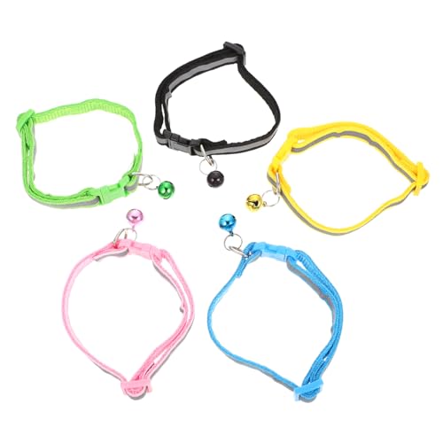 HEMOTON 5stücke Verstellbares Reflektierendes Katzenhalsband Mit Glöckchen in Bunten Farben Gelb Schwarz Hellgrün Für Bequemlichkeit Und Für Katzen Und Kleine Hunde von HEMOTON