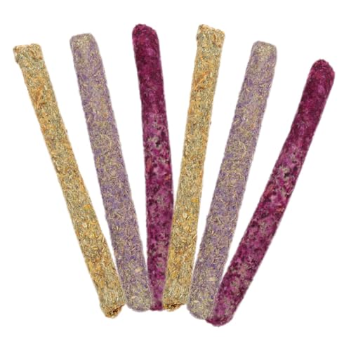 HEMOTON 6 Stück Natürliche Kauspielzeuge für Kaninchen und Kleintiere Robuste Blüten Grassticks zur Zahnpflege und Beschäftigung Gesunde Snacks für Meerschweinchen Hamster Chinchillas und von HEMOTON