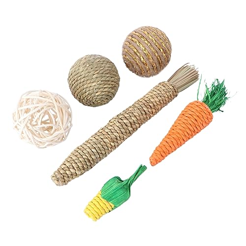 HEMOTON 6 Stück Stroh Haustierspielzeug Meerschweinchen Hamster Kauspielzeug Hamster Spielzeugbälle Haustier Kauball Papagei Pickspielzeug Kätzchen Spielball Katzen von HEMOTON