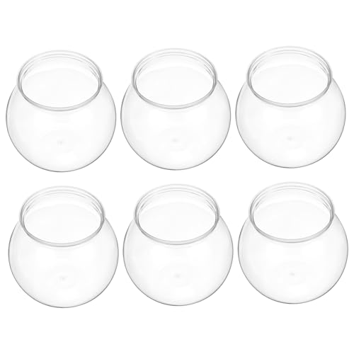 HEMOTON 6 Stück Transparentes Fischglas Multifunktionales Rund Aquarium aus Kunststoff für Zuhause und Büro als Dekovase für Goldfische Pflanzen und HEMOTON 6 Stück Transparentes Fischglas Multifunktionales Rund Aquarium aus Kunststoff für Zuhause und Büro als Dekovase für Goldfische Pflanzen und von HEMOTON