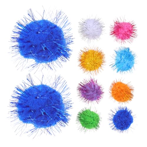 HEMOTON 60 Stück Teiliges Katzenspielzeug Set mit Glitzer Pompons und Federn Interaktive Bälle für Katzen und Kätzchen Langlebig Vielseitig für Indoor Spiel und Katzenbindung von HEMOTON