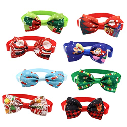 HEMOTON 8 Stück Haustierhalsband Zubehör Katzenhalsband Mit Fliege Hund Weihnachtsbandana Welpe Einstellbar Bogen Weihnachten Hunde Fliegekragen Fliegen Für Katzen Schleife von HEMOTON