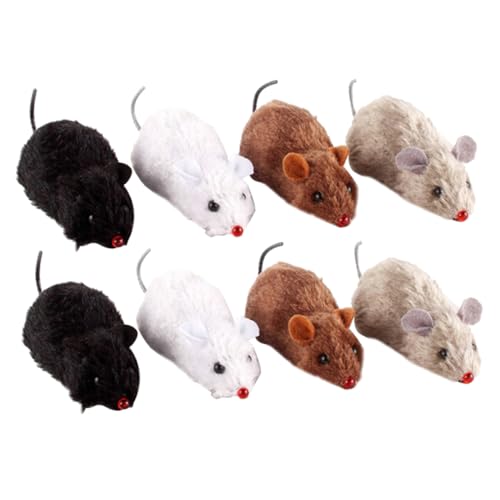 HEMOTON 8stücke Teiliges Plüsch-mäuse-Spielzeug Für Katzen Aufzieh-Spielzeug Mit Realistischem Maus-Design Interaktive Beschäftigung Für Haustiere Strapazierfähig Und Batteriefrei von HEMOTON