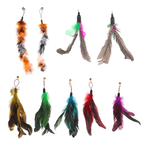 HEMOTON 9 Stück Teiliges Katzenspielzeug Feder Ersatzset Leichte Interaktive Katzenangel Nachfüllfedern für Indoor Katzen Langlebige Plumes für Stressabbauendes Spiel und Training mit von HEMOTON