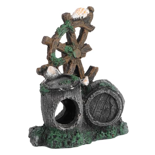 HEMOTON Aquarium Deko Resin Ornament Fischsichere Landschaftsdeko für Aquarien Kreatives Fischbecken Zubehör Modisches Polyresin Barrel Design von HEMOTON
