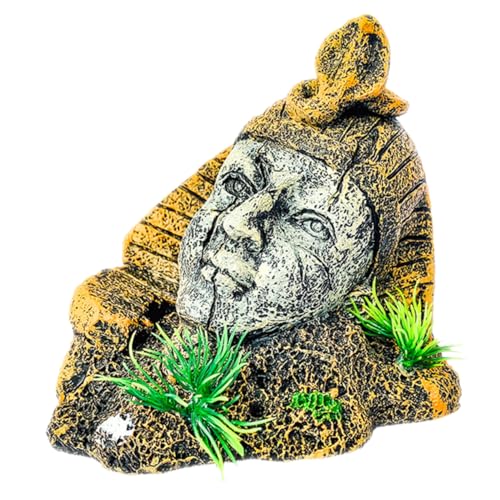 HEMOTON Aquarium Dekoration Ägyptische Pharaonen Statue aus Harz Versteck für Fische im Aquarium für Aquarienlandschaft und Fischverstecke Langlebige und Farbechte Dekoration von HEMOTON