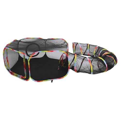 HEMOTON Atmungsaktives Faltbares Katzen Freilaufgehege mit Tunnel Wetterfestes Outdoor Spielzelt für Kleine Haustiere Sicherer Katzenkäfig für Draußen Robustes Material von HEMOTON