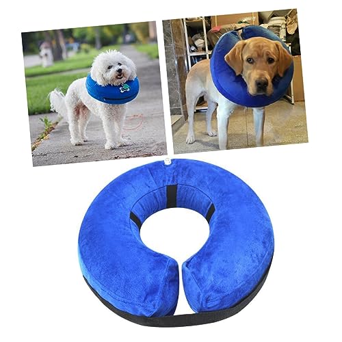 HEMOTON Aufblasbarer Haustierkragen für Hunde und Katzen Erholungs und Wundheilungsschutzkragen aus PVC Komfortabler Kragen Blau von HEMOTON