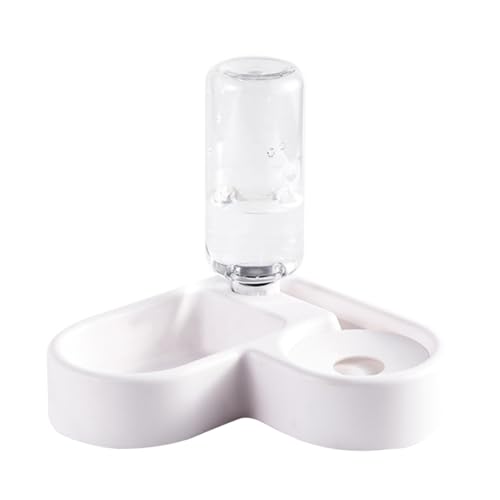 HEMOTON Automatischer Wasserspender und Futterspender für Katzen und Hunde Design Weiß rutschfest und Sicher für Haustier für Zuhause und Unterwegs von HEMOTON