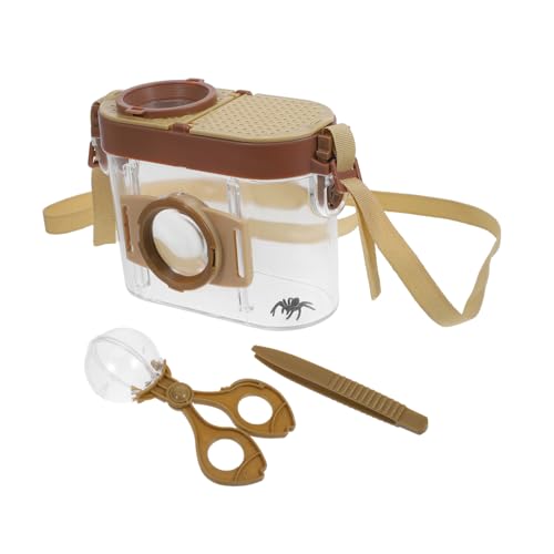 HEMOTON Beobachtungsbox Für Insekten Natur Lernen Outdoor-insektenset Mit Pinzette Junge Sammeln Container Überwachung Bausatz Wissenschaft Mädchen Werkzeug Kind Forscher Abs Light Brown von HEMOTON