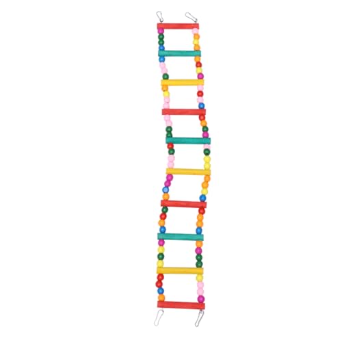 HEMOTON Bunte Papageien Kletterleiter mit Perlen Sicheres Holzspielzeug für Wellensittiche und Kleine Vögel Fördert Bewegung und Spielspaß Stufige Hängebrücke für Papageien und Sittiche von HEMOTON