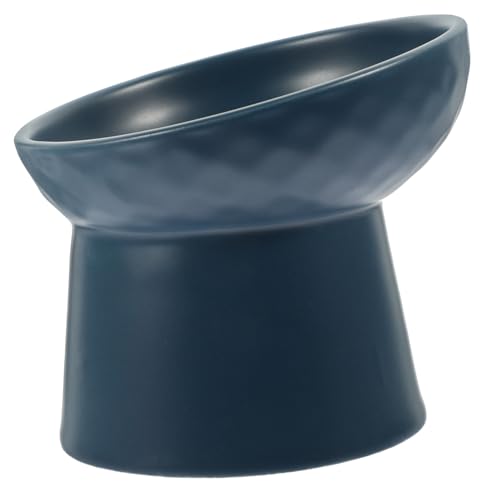 HEMOTON Erhöhter Keramik Katzennapf mit Neigung Nordic Stil rutschfest Langlebig und Leicht zu Reinigen als Haustier Futter und Wassernapf für Katzen und Kätzchen Blaue Candy Farbe von HEMOTON