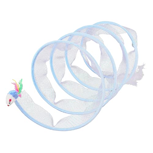 HEMOTON Faltbarer Katzentunnel Faltbare Kätzchenröhre Falten drinnen Gehäuse katzenspielzeug Interactive cat Toy Katzenselbstglücksspielzeug Katzenkreistunnel Feder Sky-Blue von HEMOTON