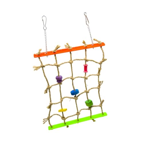 HEMOTON Papageien-kletterspielzeug Aus Holz Und Seilnetzdesign Für Kleine Vögel Zum Klettern Beissen Und Spielen Geeignet Für Nymphensittiche Sittiche Und Andere Vogelarten von HEMOTON
