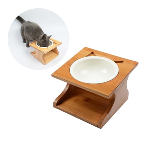 HEMOTON Futternapf aus Holz mit Rutschfester Bambusbasis Geruchsneutral und Rostfrei für Katzen Einzigartiges Design Verhindert Umkippen Langlebig HEMOTON Futternapf aus Holz mit Rutschfester Bambusbasis Geruchsneutral und Rostfrei für Katzen Einzigartiges Design Verhindert Umkippen Langlebig von HEMOTON