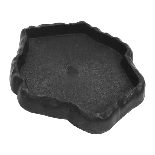 HEMOTON Futterschale aus Harz für Terrarium Graue Wasserschale mit Felsenoptik für Schildkröten Geckos und Eidechsen von HEMOTON