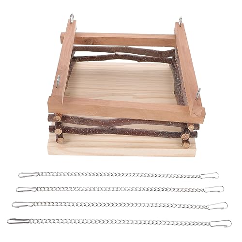 HEMOTON Hängematte für Kleintiere aus Holz Stabile Haustier Hängematte für Hamster Meerschweinchen und Chinchillas mit Sicherem Spielplatz als Schlafplatz Käfig von HEMOTON