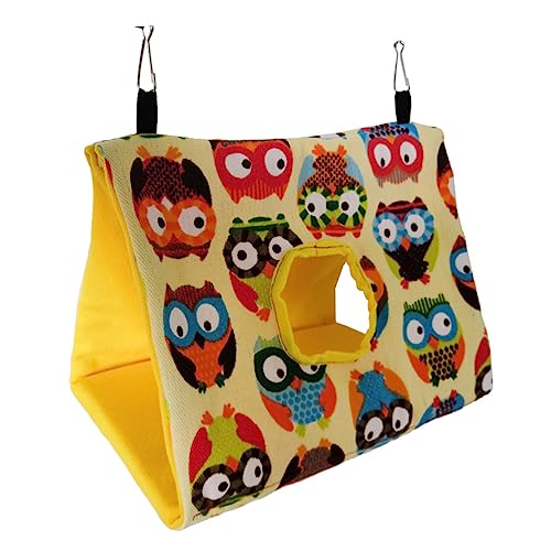 HEMOTON Hängendes Vogelbett aus Robustem Canvas Dreieckiger Schlafplatz für Papageien und Kleine Vögel Eule Gelbes Innenfutter für Käfige Dekoration von HEMOTON