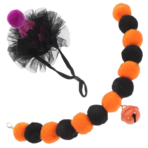 HEMOTON Halloween Katzenhalsband mit Glocke Verstellbares Elastisches Katzenhalsband aus Weichem Plüsch mit Fledermaus Hut Langlebiges Haustier Accessoire für Kleine Katzen Party und von HEMOTON