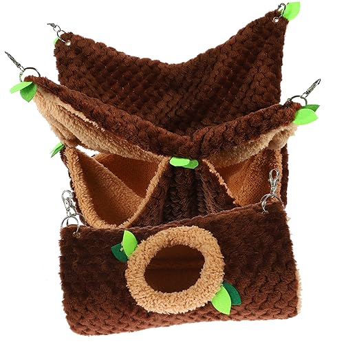 HEMOTON Hamster Hängematte Set Doppel Lagig Warmes Schlafsack Versteck Tunnel für Meerschweinchen und Kleine Nagetiere und Bequem als Hängendes Kuschelbett und Spielplatz von HEMOTON