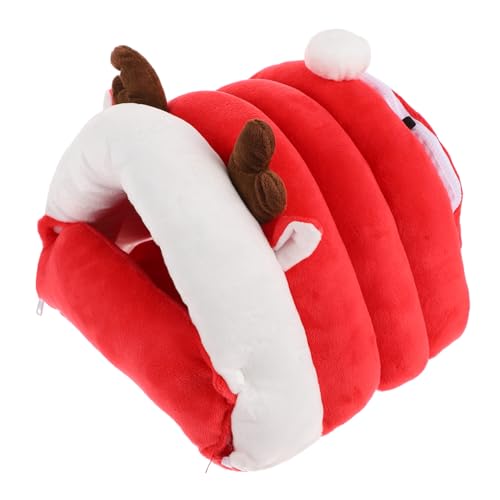 HEMOTON Hamster Haus Winterbett Extra Groß Rentier Design Gepolstert Warmes Haustier Nest für Hamster Igel Chinchilla als Kuschelhöhle und Schlafplatz von HEMOTON