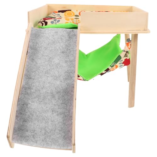 HEMOTON Hamster Holzloch -Hängematte Set Betten drinnen Meerschweinchen Guinea Hamsterbettwäsche Hamsterzubehör Haustier- -Hängematte bequemes Hamsterbett süßes Hamsterbett hölzern von HEMOTON