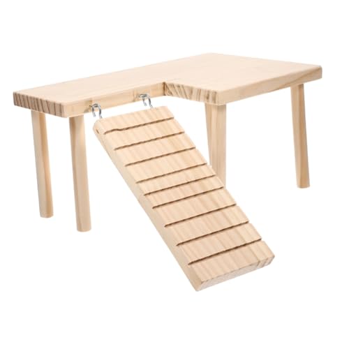 HEMOTON Hamster Käfig Plattform aus Holz Kletterleiter für Kleintiere Stabile Zweite als Spiel Ruhefläche Langlebiges Hamsterzubehör für Zwerghamster und Kleine Nagetiere von HEMOTON