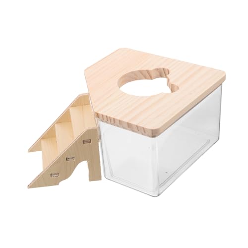 HEMOTON Hamster Sandbad Boxen mit Treppe Transparente Langlebige Badewanne für Nagetiere als Sandbad Katzenklo oder Dusche Einfach zu Reinigen und Vielseitig Einsetzbar von HEMOTON