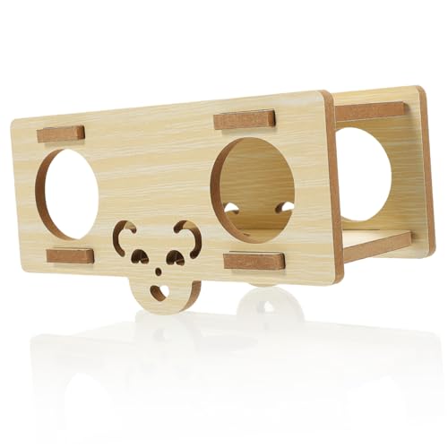 HEMOTON Hamster Tunnel aus Holz Versteck Tunnel für Kleine Haustiere und Umweltfreundliches Hamster Nest Mit Mehreren Löchern für Spaß Einfach zu Reinigen Lagern von HEMOTON