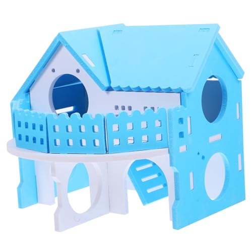 HEMOTON Hamster Versteck Haus Doppelstöckige Kleintiervilla aus Robustem Material Geräumiges Schlafhaus für Hamster und Meerschweinchen Langlebig und Spielerisch für Kleine Haustiere von HEMOTON