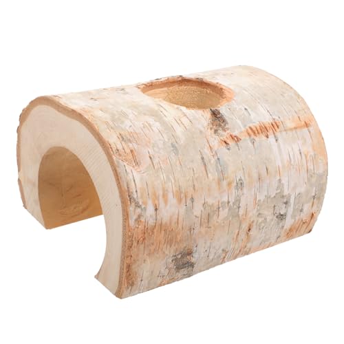 HEMOTON Hamster Versteck aus Stabilem Birkenholz Breiter Tunnel mit Innenöffnung Langlebiges für Kleine Haustiere Wie Hamster Rennmäuse und Meerschweinchen Natürliches Kauspielzeug und von HEMOTON