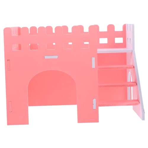 HEMOTON Hamsterhaus Doppelstöckig Robustes Kleintierversteck für Chinchillas Meerschweinchen Kaninchen Kleintierhaus Spiel und Ruhebereich Kleintiervilla Rosa von HEMOTON