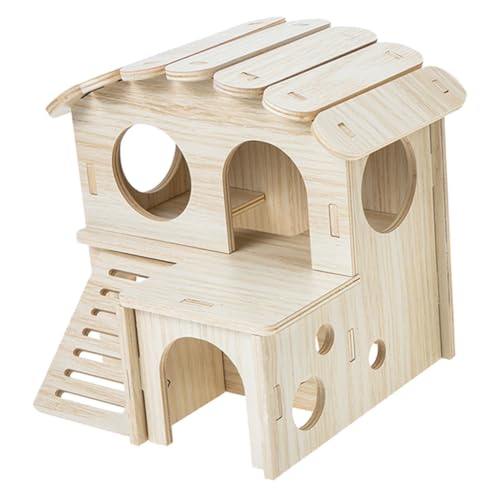 HEMOTON Hamsterhaus aus Holz Doppelschichtige Villa mit Rampe Mehrkammeriges Labyrinth für Hamster und Meerschweinchen Sicheres Versteck und Schlafplatz Geeignet für Käfigzubehör HEMOTON Hamsterhaus aus Holz Doppelschichtige Villa mit Rampe Mehrkammeriges Labyrinth für Hamster und Meerschweinchen Sicheres Versteck und Schlafplatz Geeignet für Käfigzubehör von HEMOTON