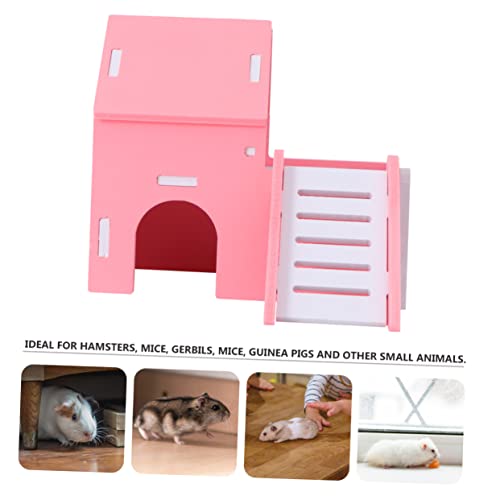 HEMOTON Hamsterhaus aus Holz mit Zwei und Leiter Versteck und Schlafplatz für Kleine Haustiere für Hamster Mäuse und Zwerghamster von HEMOTON