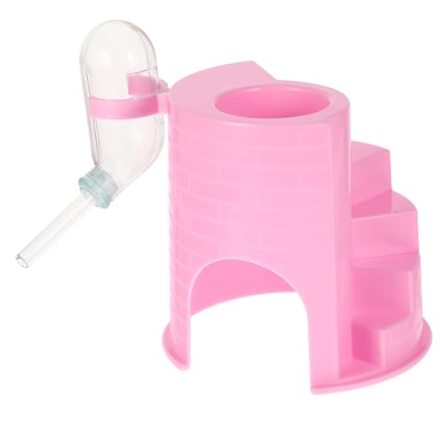 HEMOTON Hamsterhaus aus Kunststoff mit Wasserflasche Süßes Schlafhaus für Hamster Rückzugsort und Unterbringung für Kleine Haustiere Pinke Spielburg für Hamster von HEMOTON