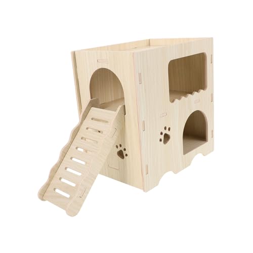 HEMOTON Hamsterhütte aus Massivholz Leiter für Hamsterkäfige gemütlich Häuser Röhren Hamster Hamster zubehör Hamster Schlafhaus Hamsterkäfig verstecktes Beige von HEMOTON